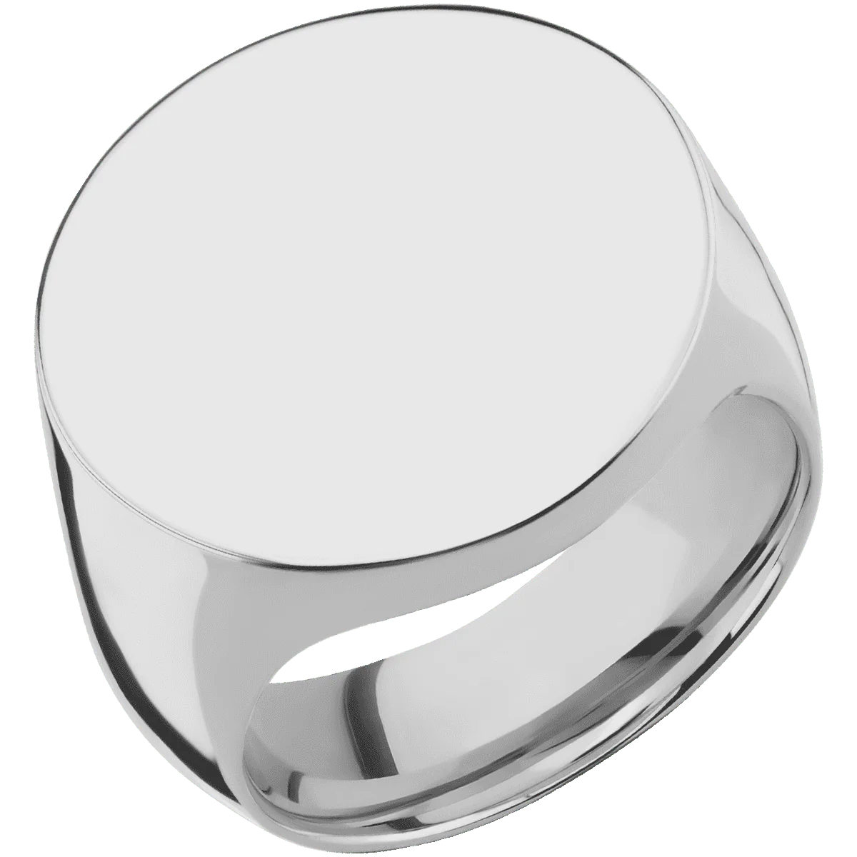Extra Large Circle signet ring (22mm ) in Titanium, with a Wide style band. - Image 2