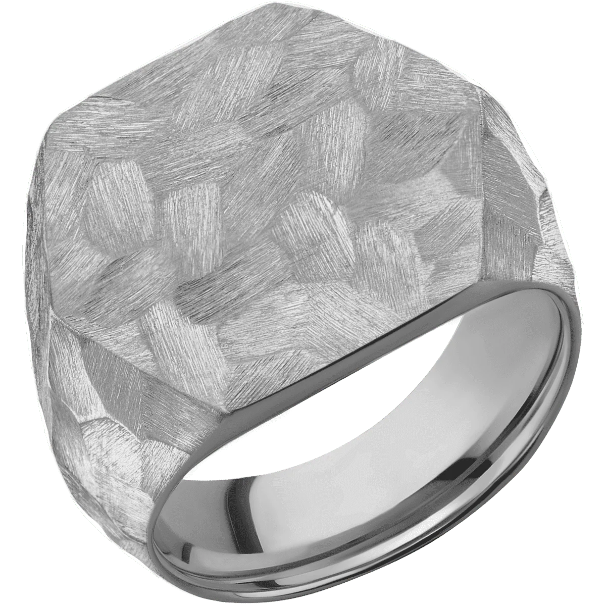 Extra Large Hexagon signet ring (23x20mm) in Titanium, with a Wide style band. - Image 2
