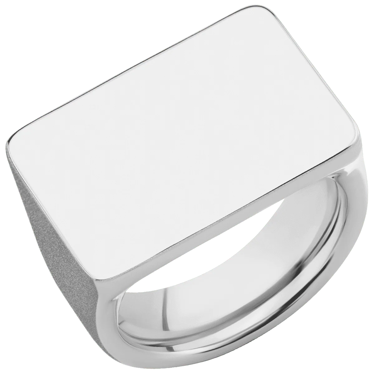 Extra Large Horizontal Rectangle signet ring  in Platinum, with a Wide style band. - Image 2