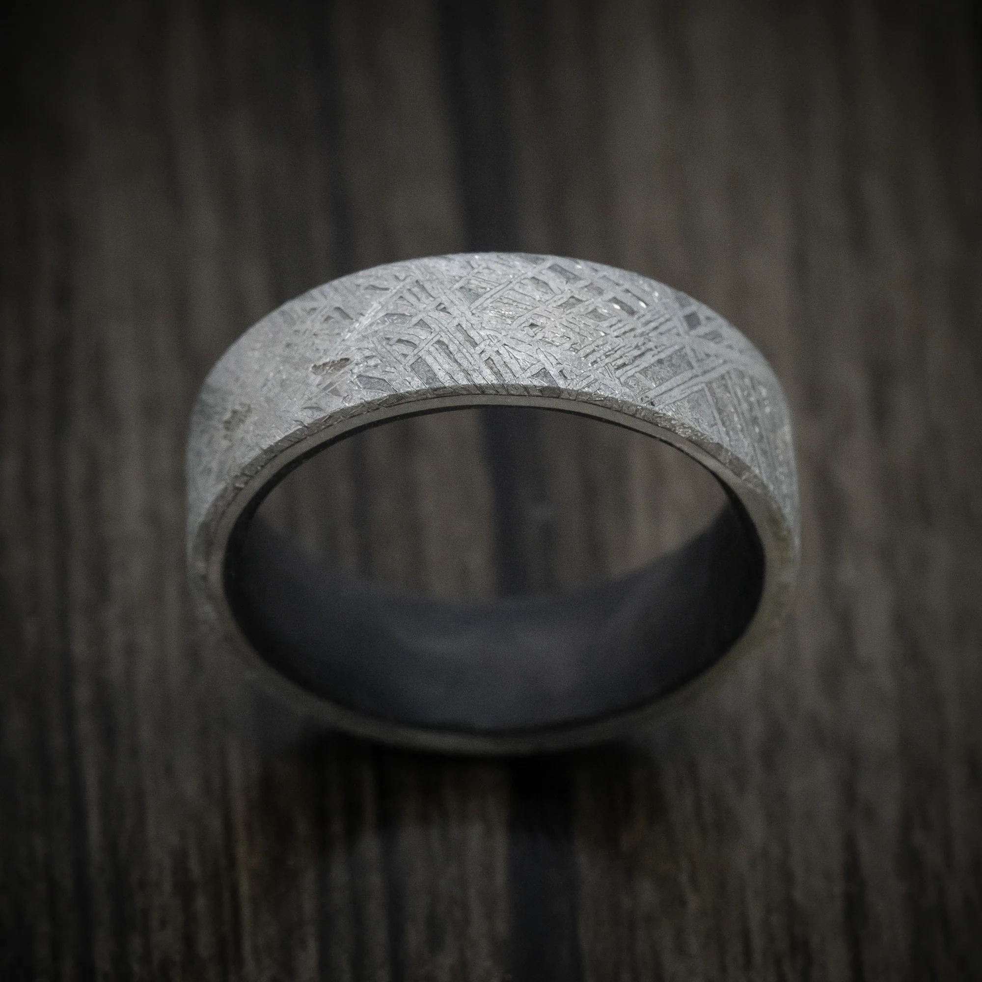 Gibeon Meteorite Men's Ring with Forged Carbon Fiber Sleeve Custom Made Band - Image 2