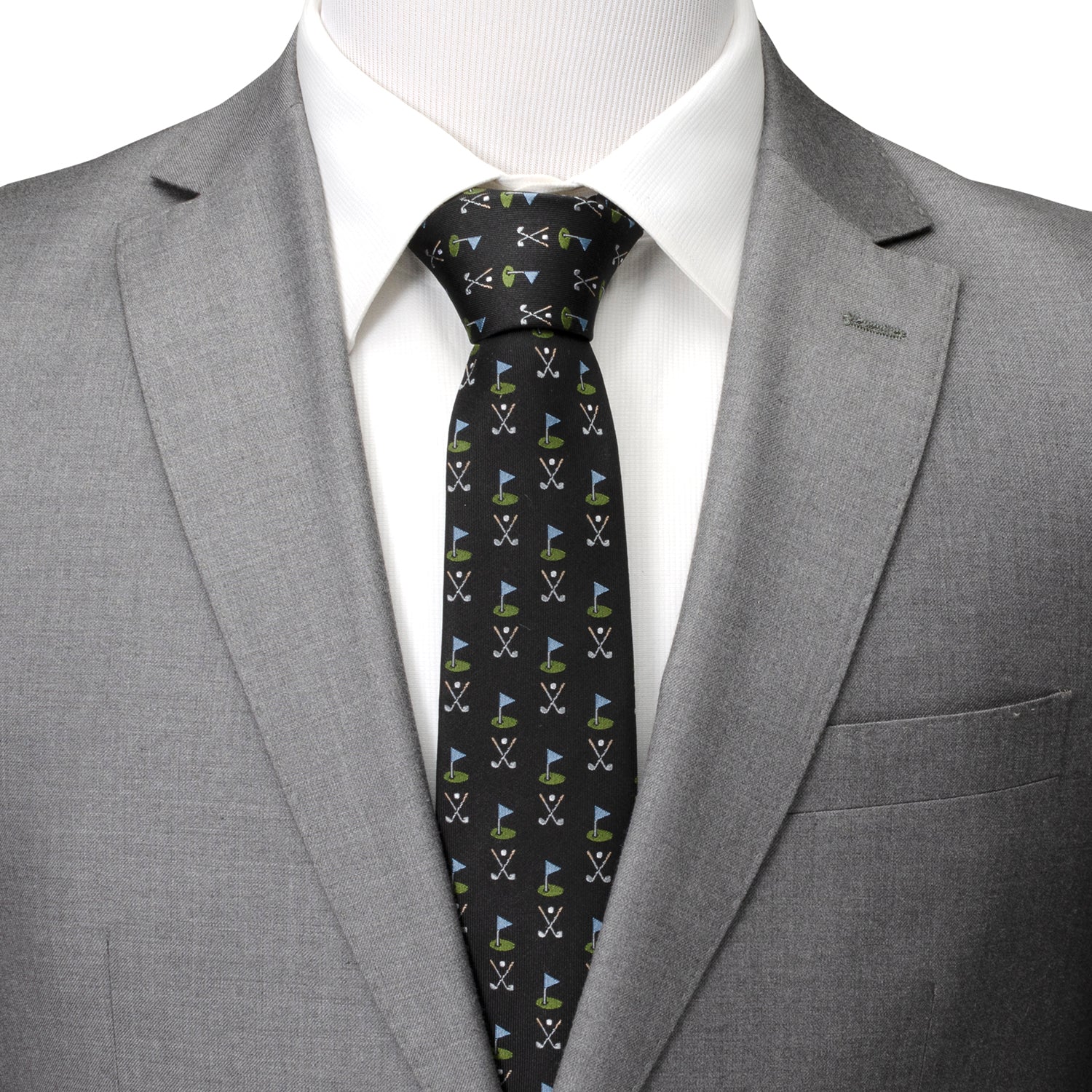 Golf Course Black Silk Men's Tie - Image 2
