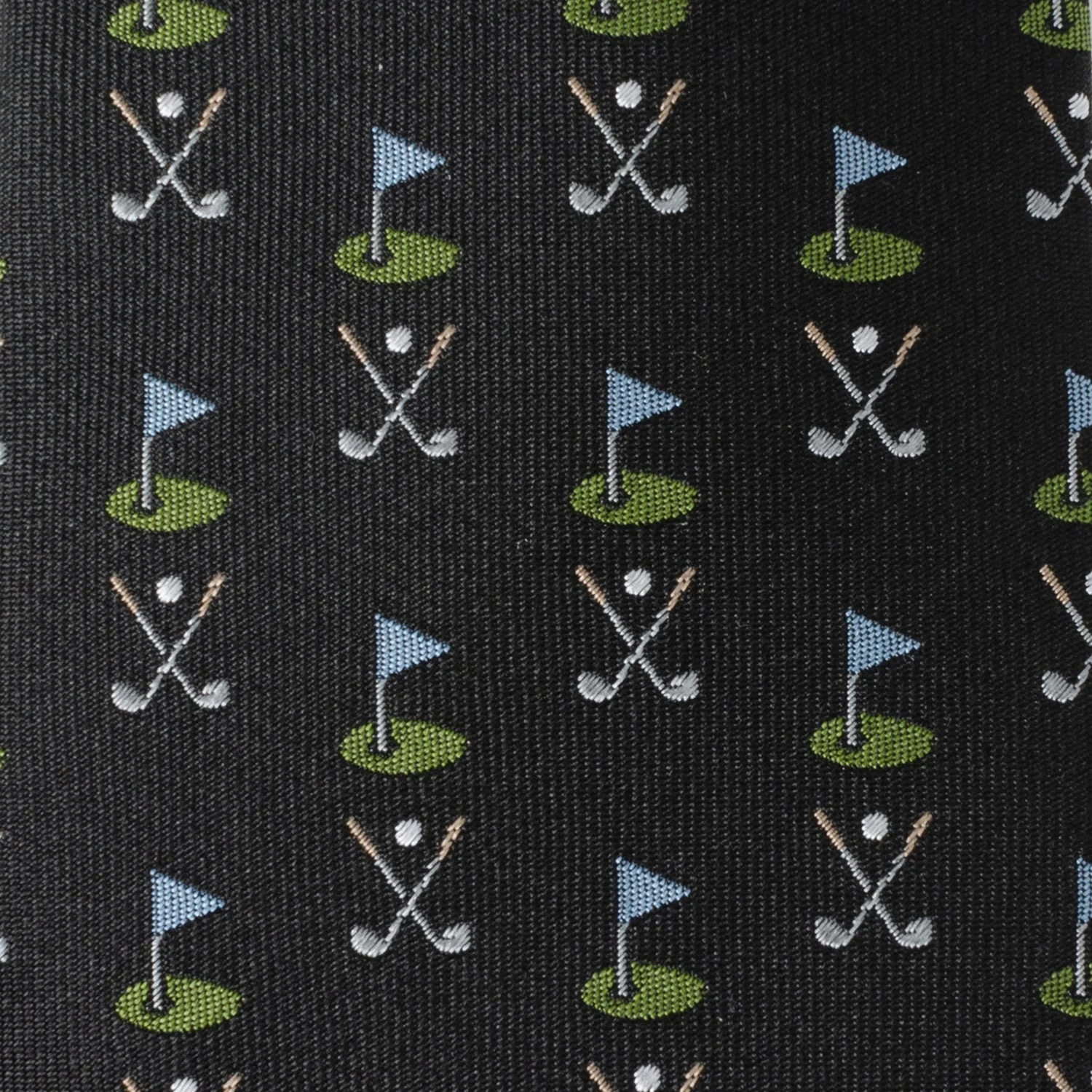 Golf Course Black Silk Men's Tie - Image 4