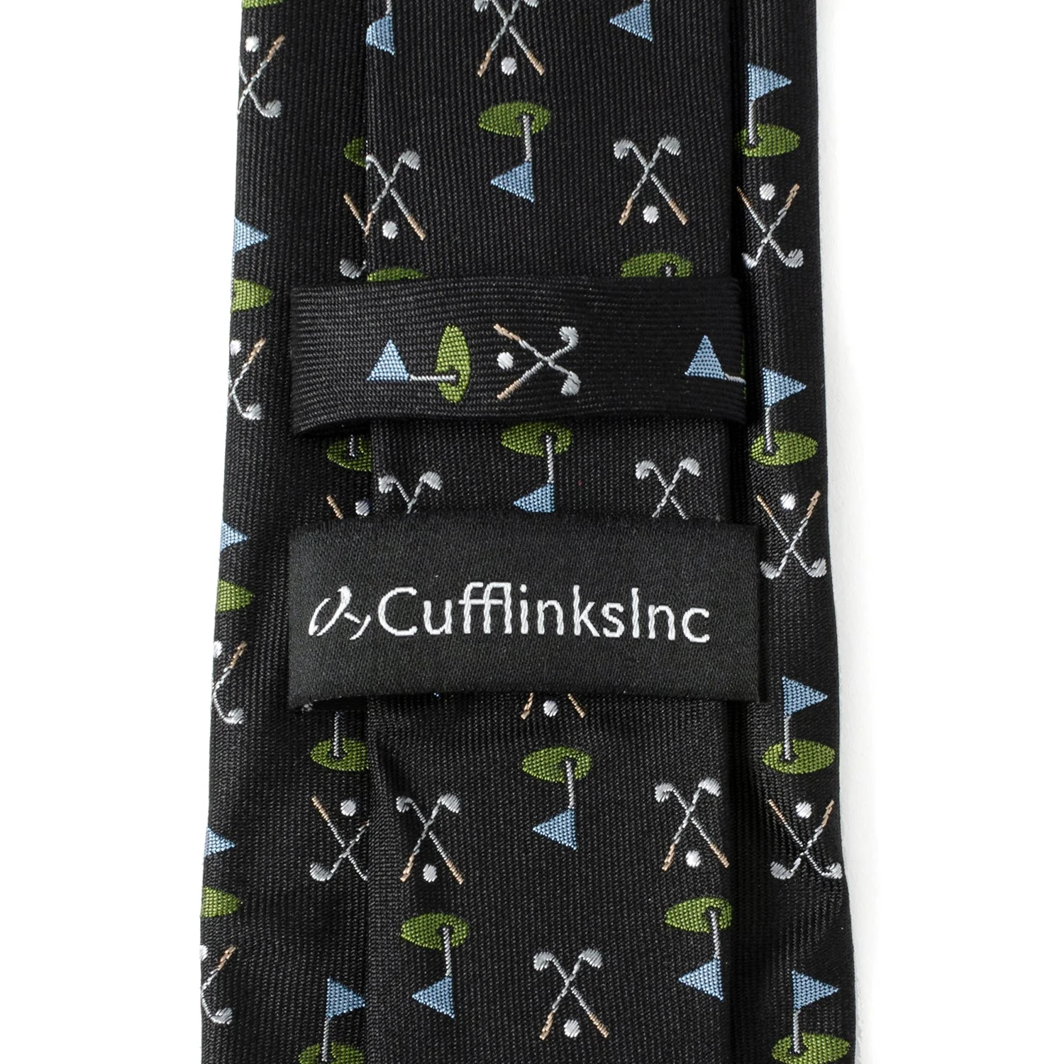 Golf Course Black Silk Men's Tie - Image 5