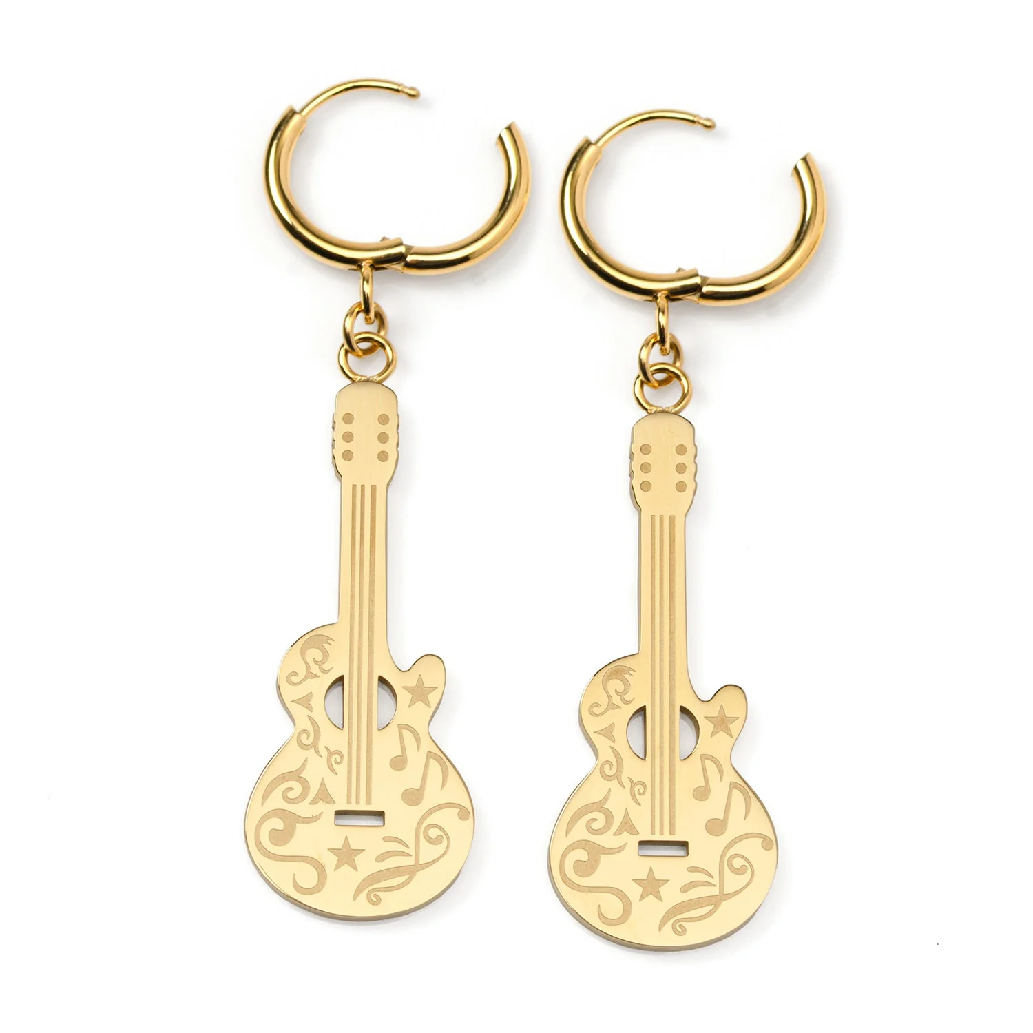 Grand Ole Opry 18K Gold Plated Stainless Steel Guitar Earrings - Image 2