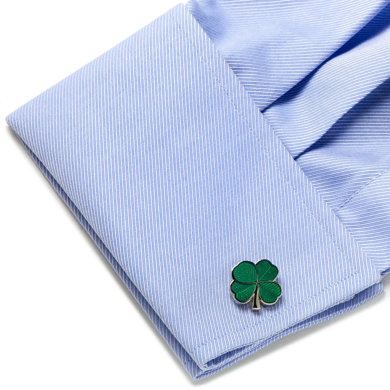 Green Clover Cufflinks and Tie Bar Gift Set - Image 5