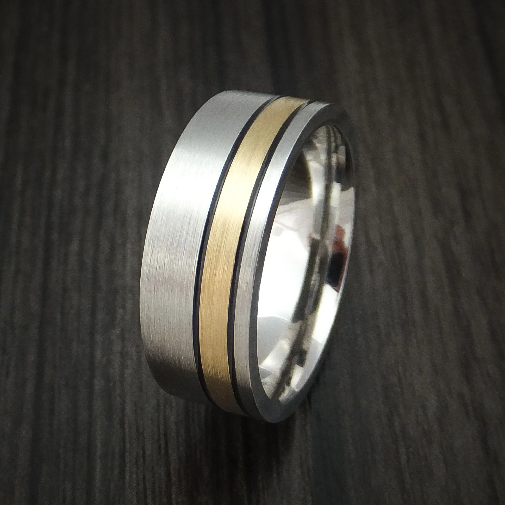Inconel and 14K Gold Wedding Band Engagement Men's Ring - Image 4