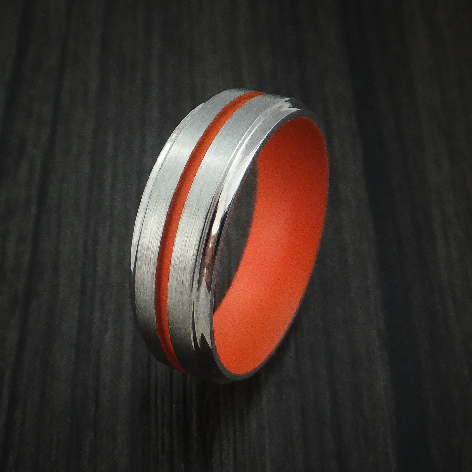 Inconel Men's Ring with Hunter Orange Cerakote Groove and Sleeve Custom Made Band - Image 4