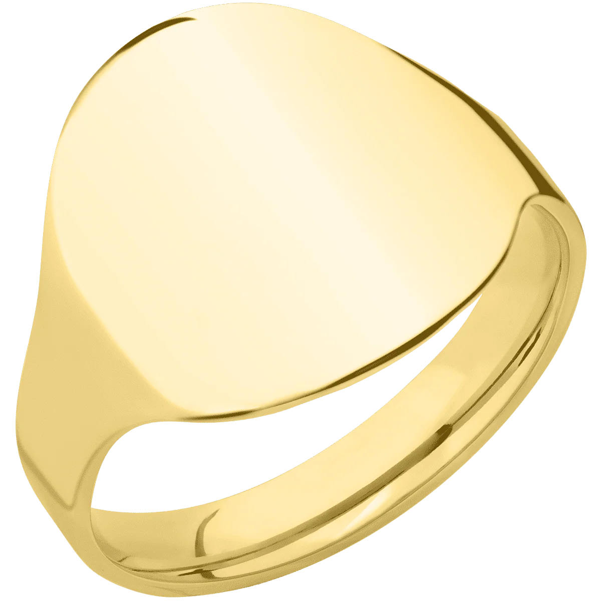 Large Circle signet ring (18mm) in 10K Yellow Gold, with a Cigar style band. - Image 2