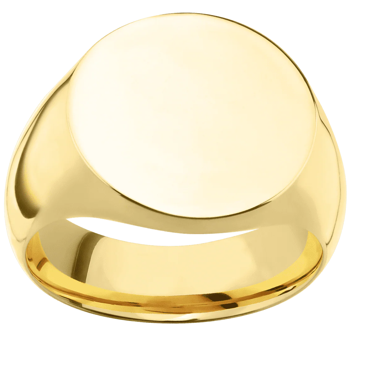 Large Circle signet ring (18mm) in 10K Yellow Gold, with a Wide style band. - Image 3