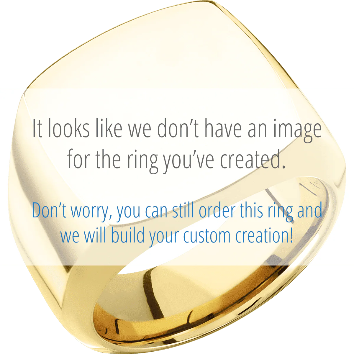 Large Cushion signet ring (18x18mm) in 10K Yellow Gold, with a Wide style band and a Michigan Wordmark Stacked engraving. - Image 2