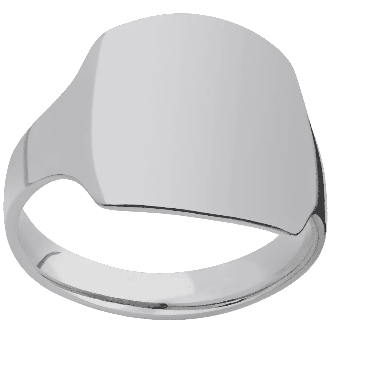 Large Cushion signet ring (18x18mm) in Titanium, with a Cigar style band. - Image 3