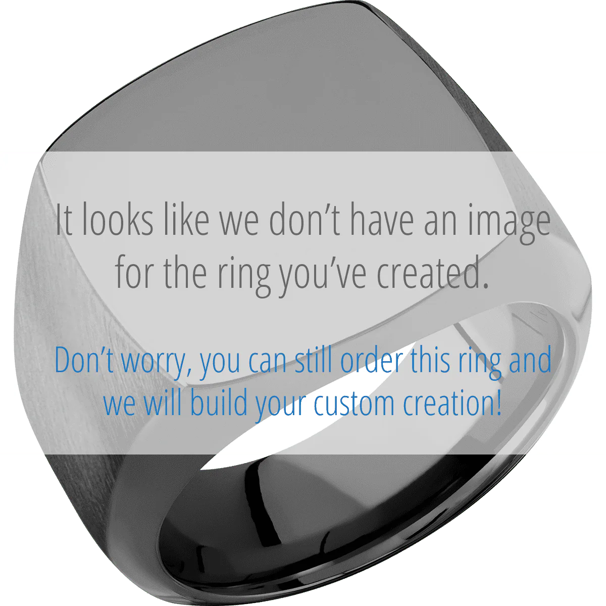 Large Cushion signet ring (18x18mm) in Zirconium, with a Wide style band, a Tigers Eye inlay. - Image 2