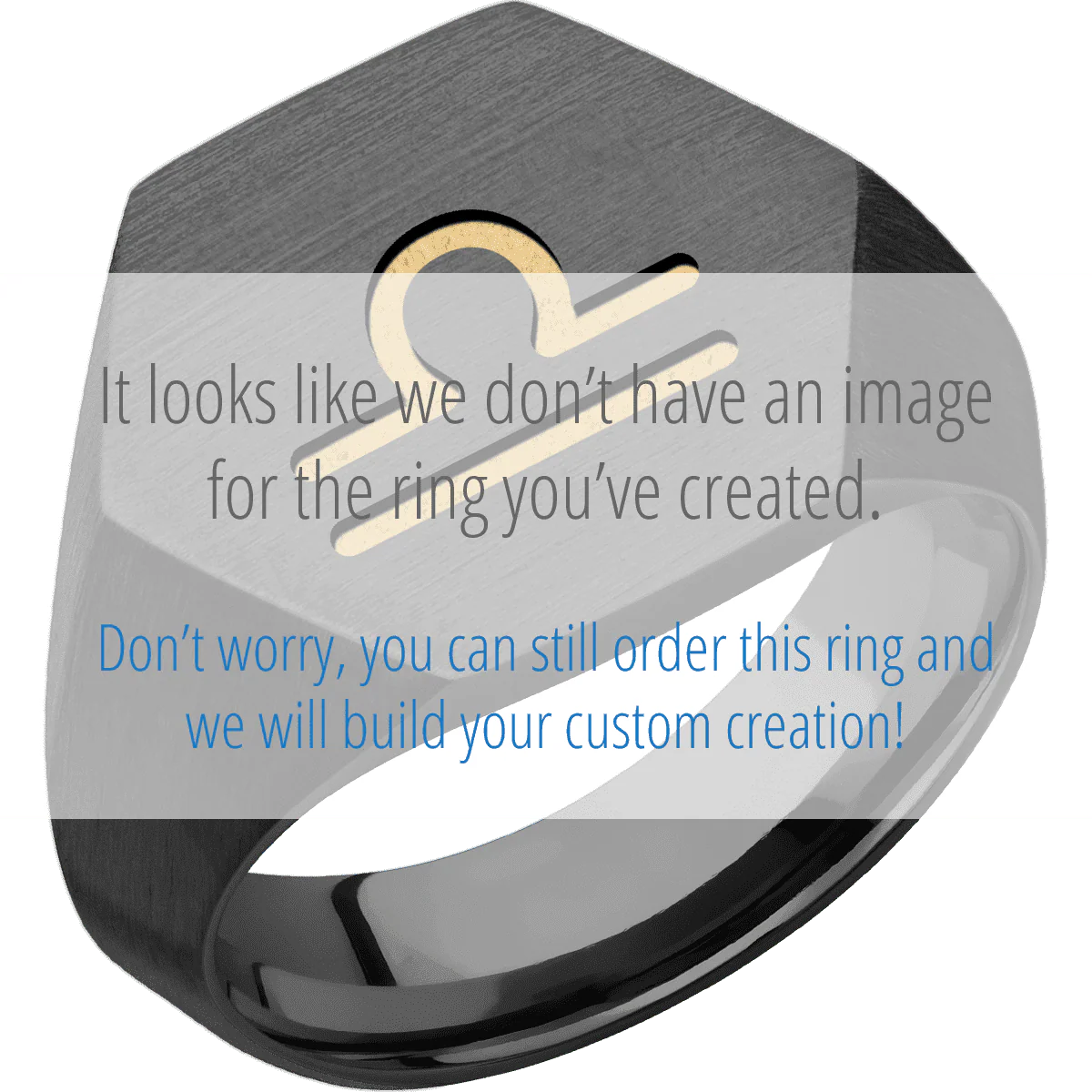 Large Hexagon signet ring (18.5x16mm) in Zirconium, with a Wide style band, a 10K Yellow Gold inlay and a LIBRA engraving. - Image 2