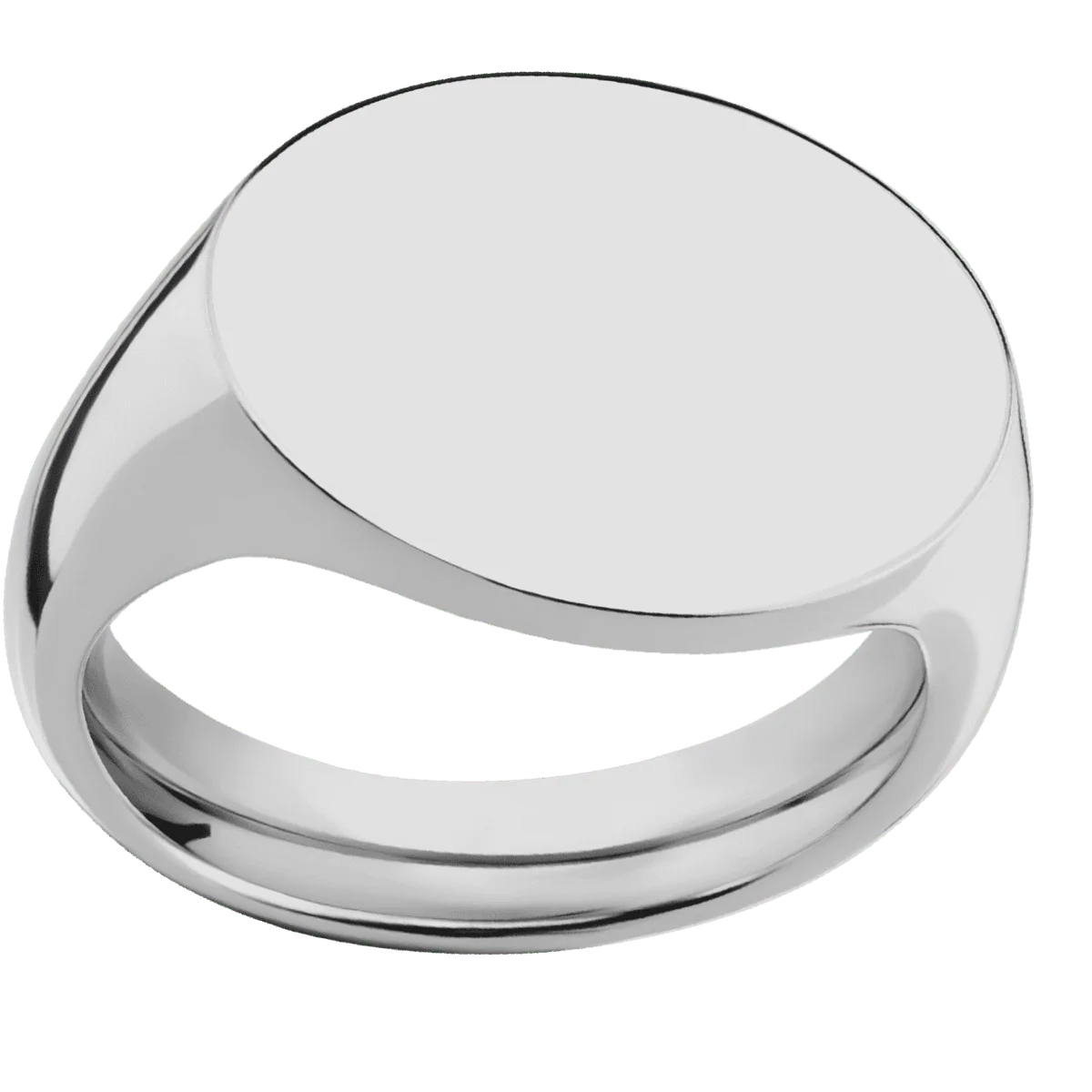 Large Horizontal Oval signet ring (20x16mm) in Titanium, with a Thin style band. - Image 3