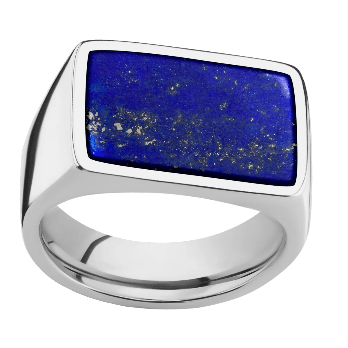 Large Horizontal Rectangle signet ring (20x14.5mm) in Cobalt Chrome, with a Wide style band, a Lapis inlay. - Image 3