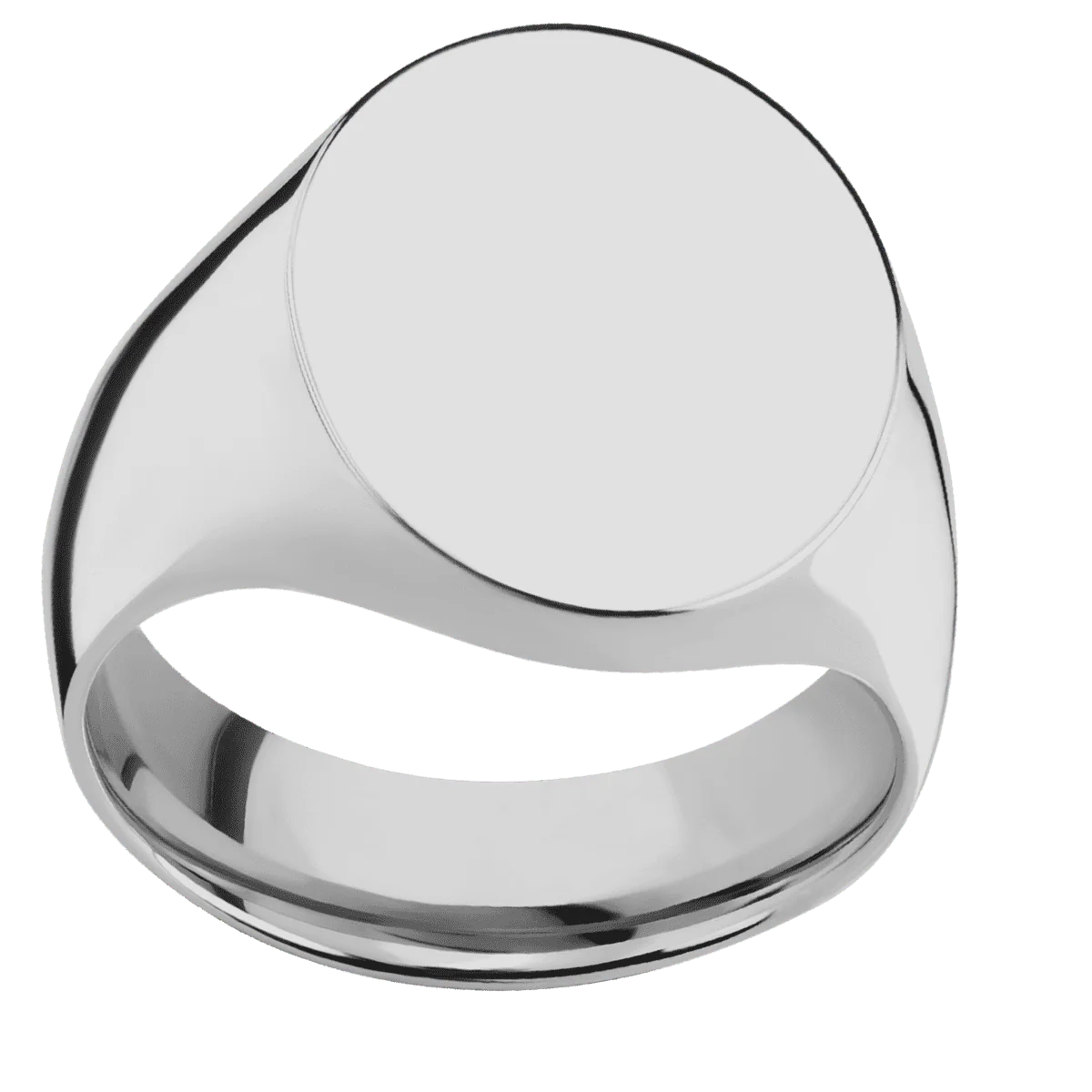 Large Oval signet ring (20x16mm) in Titanium, with a Wide style band. - Image 3