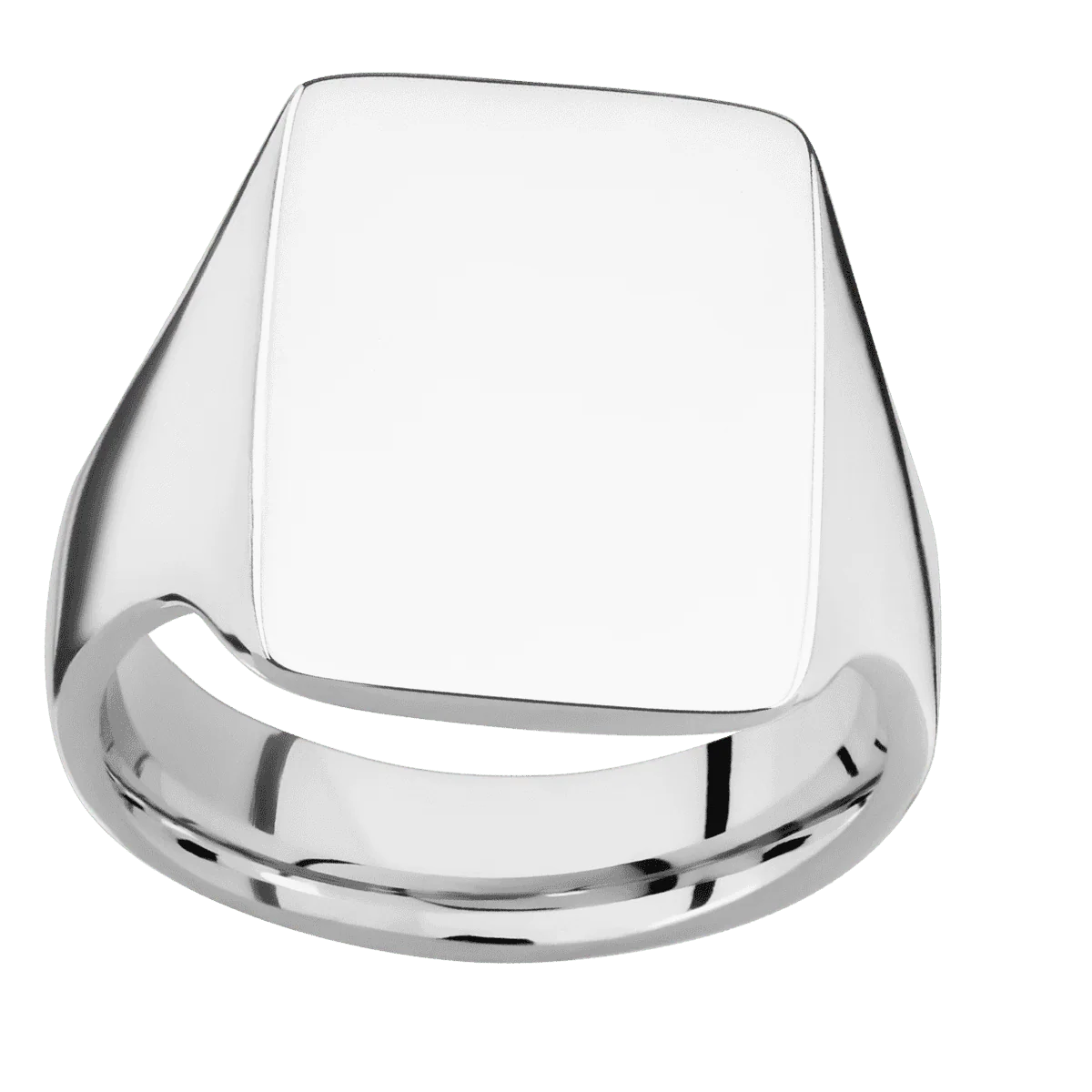 Large Rectangle signet ring (20x14.5mm) in 14K White Gold, with a Thin style band. - Image 3