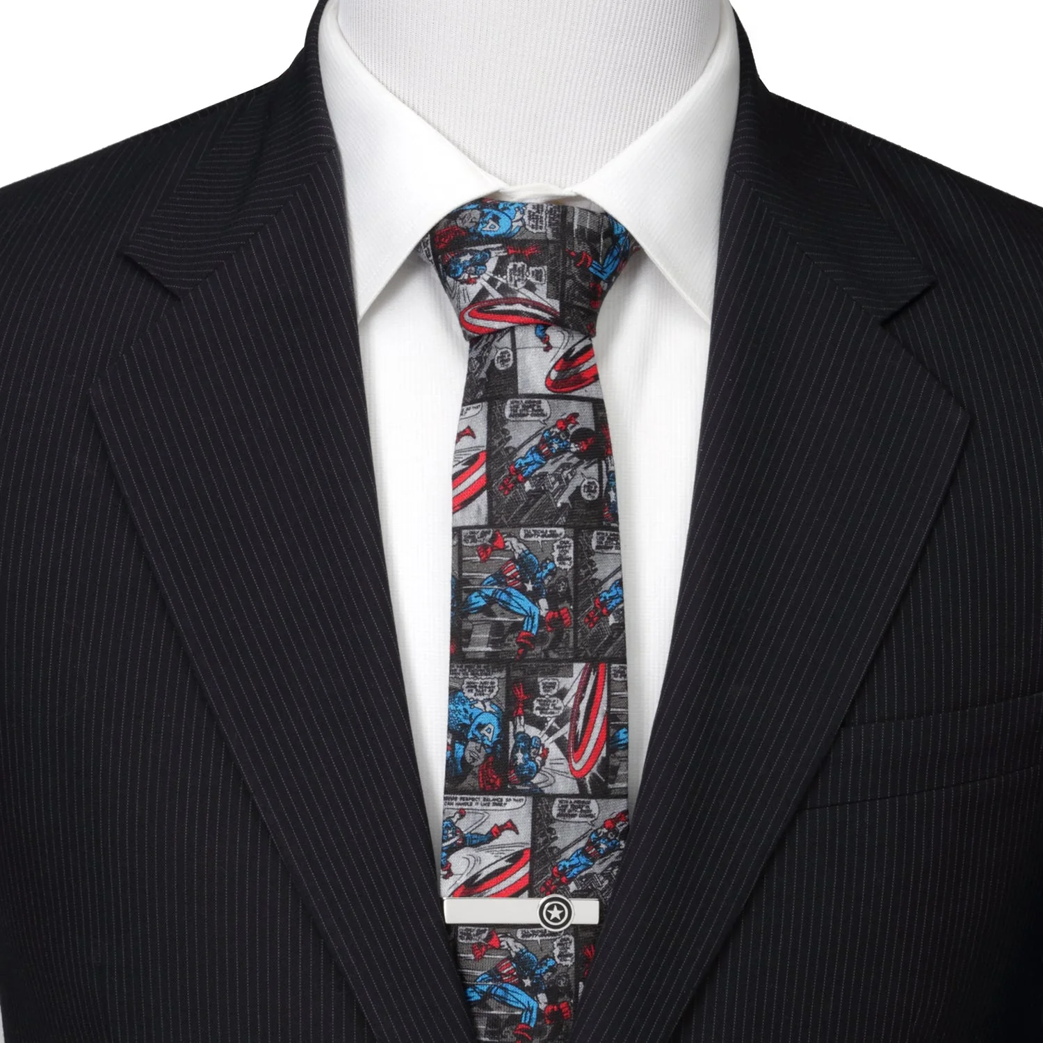 Marvel Captain America Comic Gray Men's Tie - Image 2