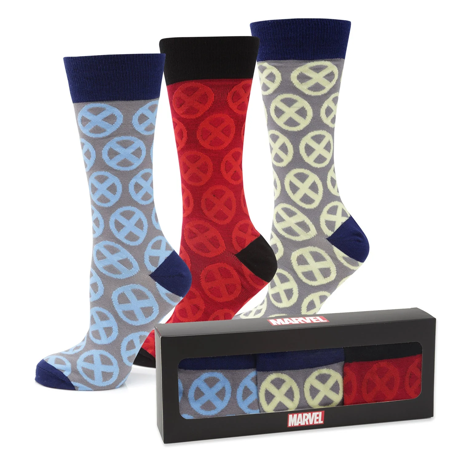 Marvel X-Men Socks 3 Pack with Lapel Pin Gift Set - Image 2