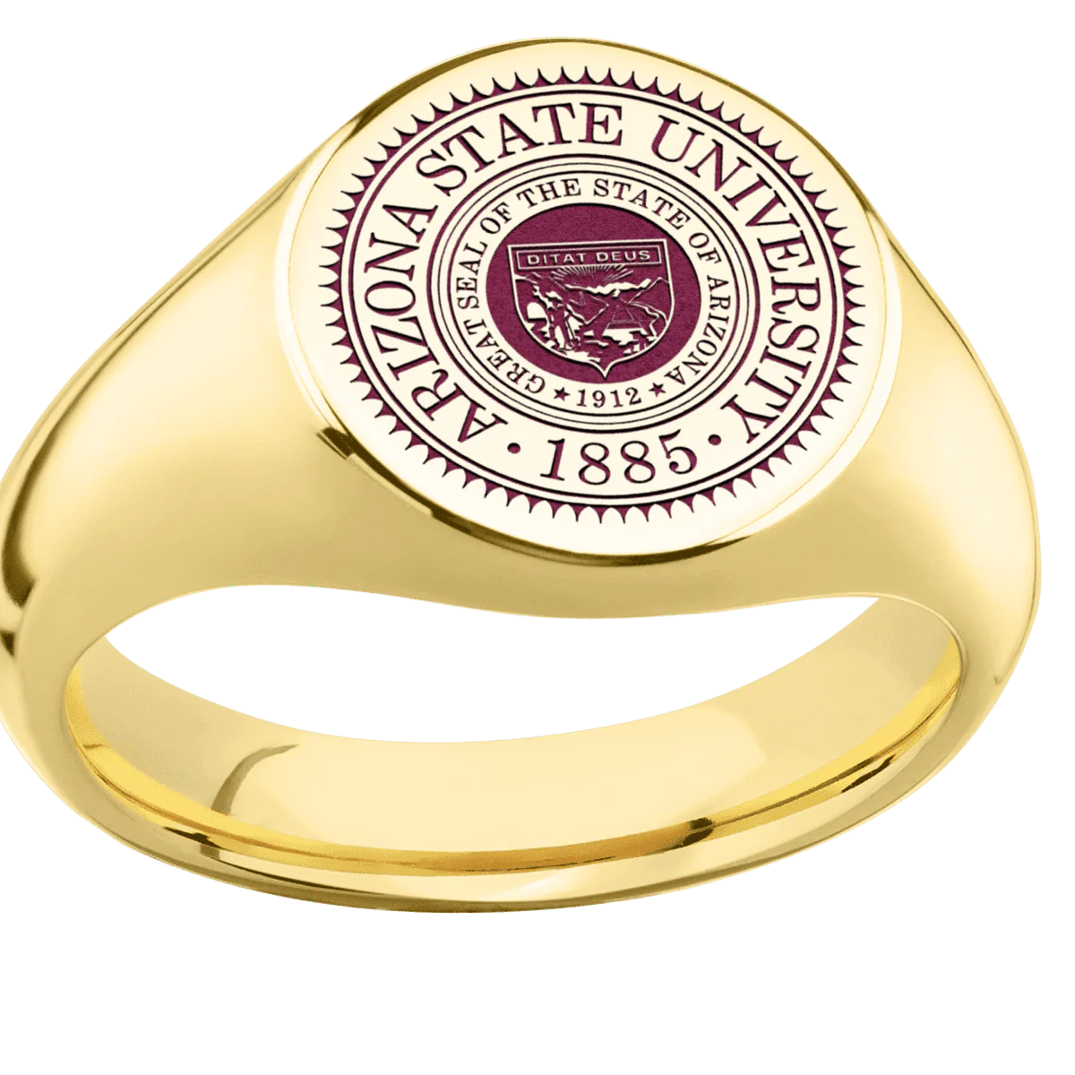 Medium Circle signet ring (14mm) in 10K Yellow Gold, with a Wide style band and an Arizona State University Seal engraving. - Image 3