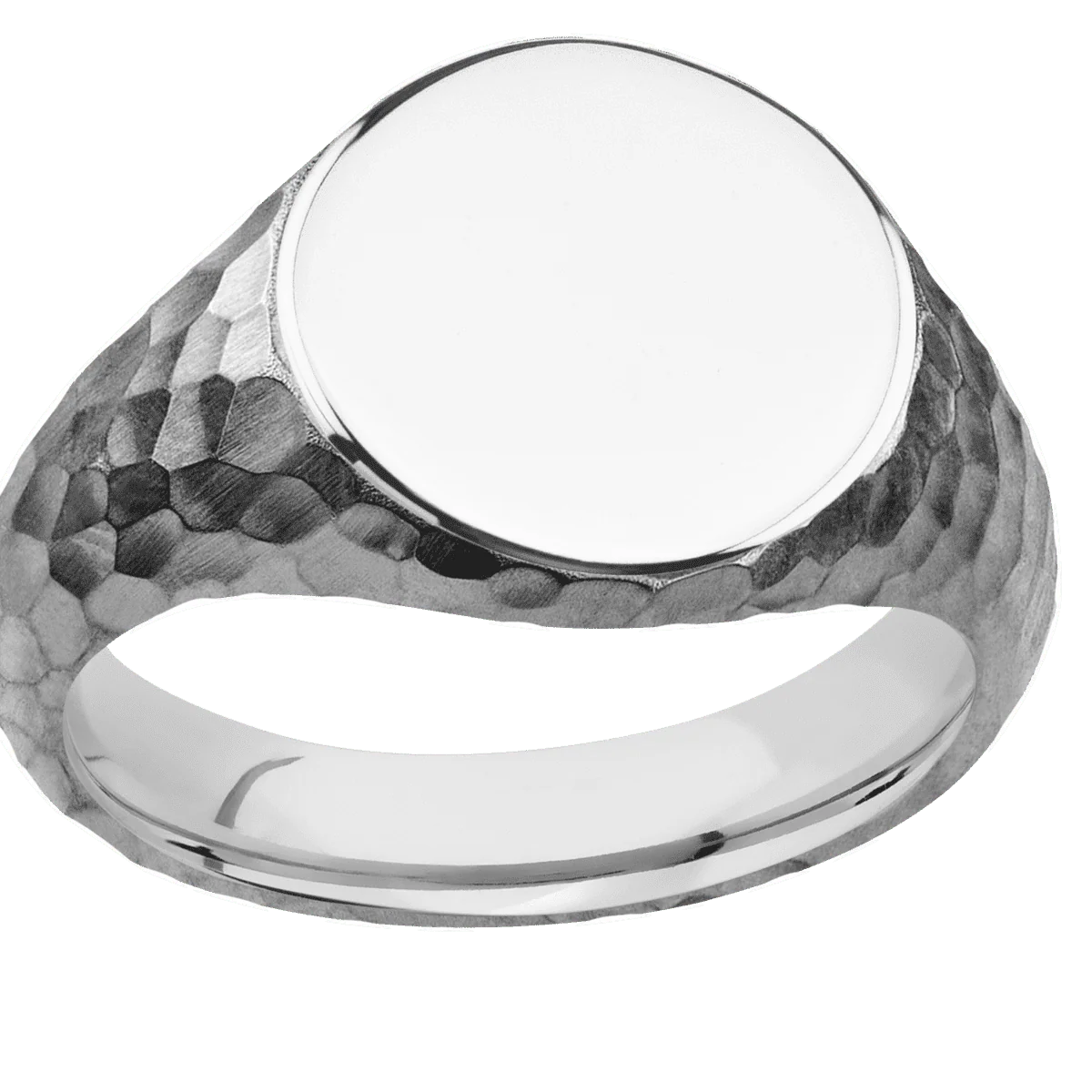 Medium Circle signet ring (14mm) in Palladium Silver, with a Wide style band. - Image 3