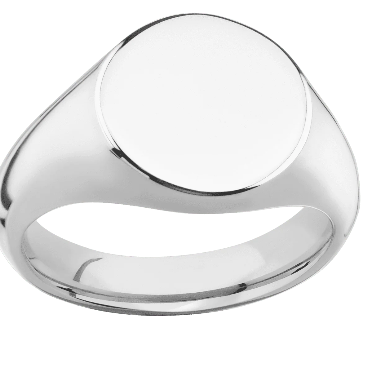 Medium Circle signet ring (14mm) in Palladium Silver, with a Wide style band. - Image 3