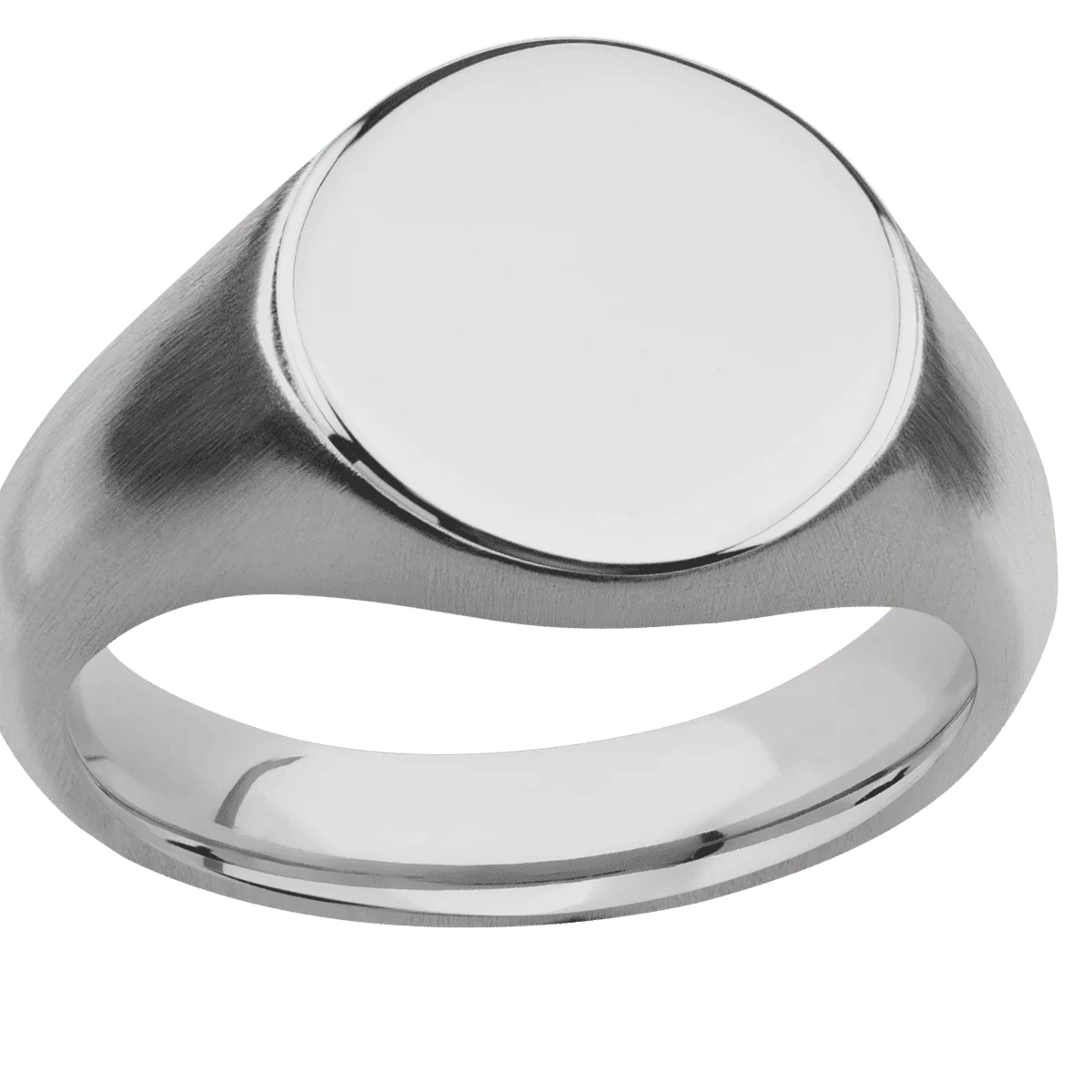 Medium Circle signet ring (14mm) in Titanium, with a Wide style band. - Image 3