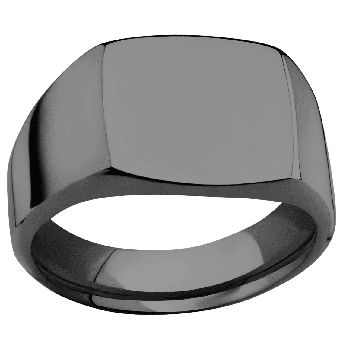 Medium Cushion signet ring (14x14mm) in Zirconium, with a Wide style band. - Image 3
