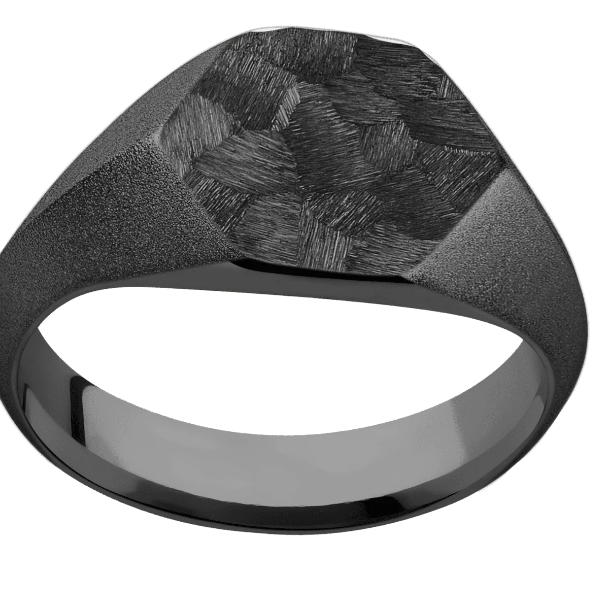 Medium Hexagon signet ring (13.9x12mm) in Zirconium, with a Wide style band. - Image 3