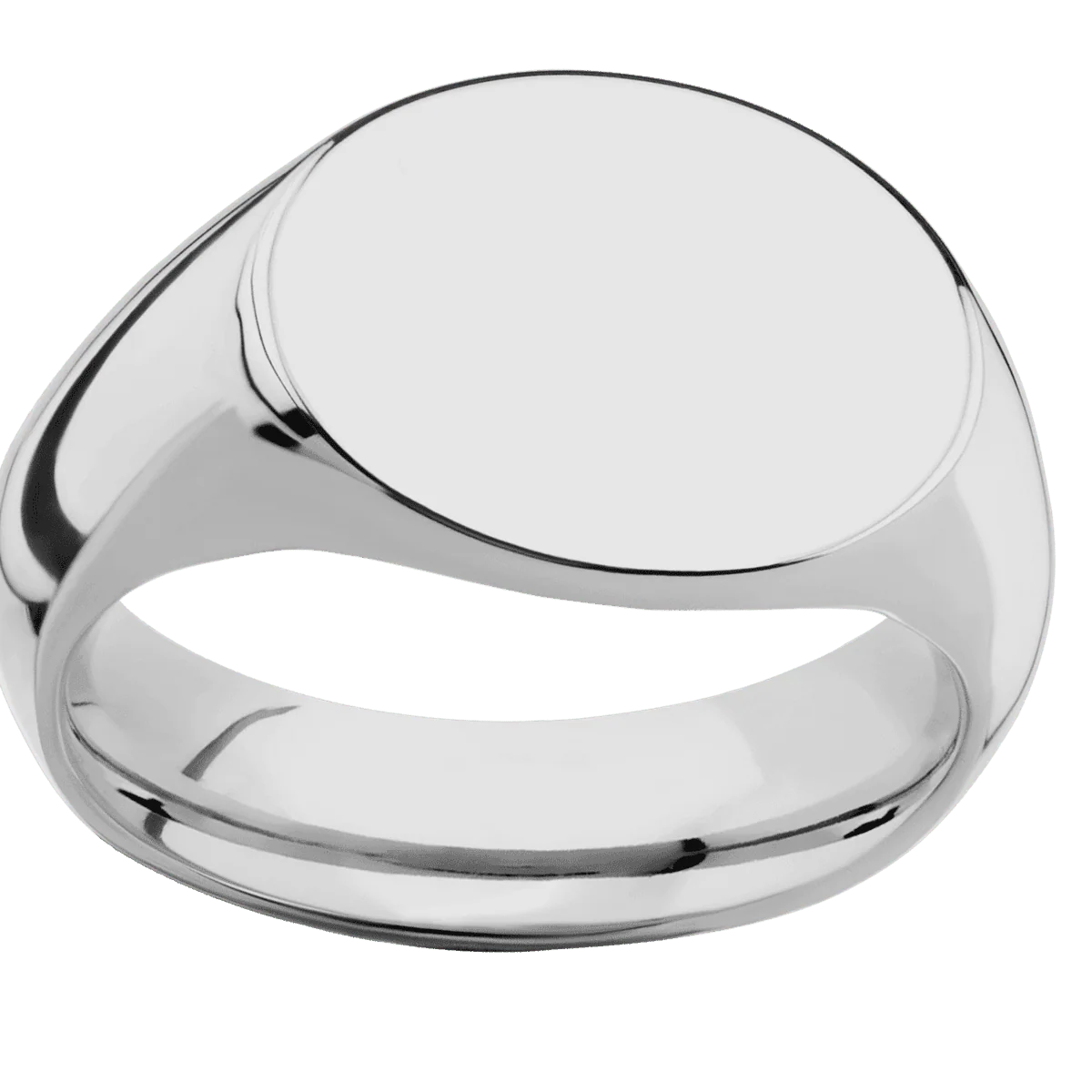 Medium Horizontal Oval signet ring (16x13mm) in Titanium, with a Wide style band. - Image 3