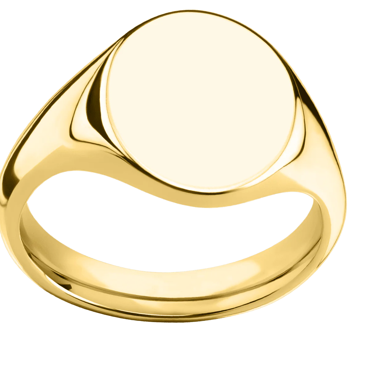 Medium Oval signet ring (16x13mm) in 18K Yellow Gold, with a Thin style band. - Image 3