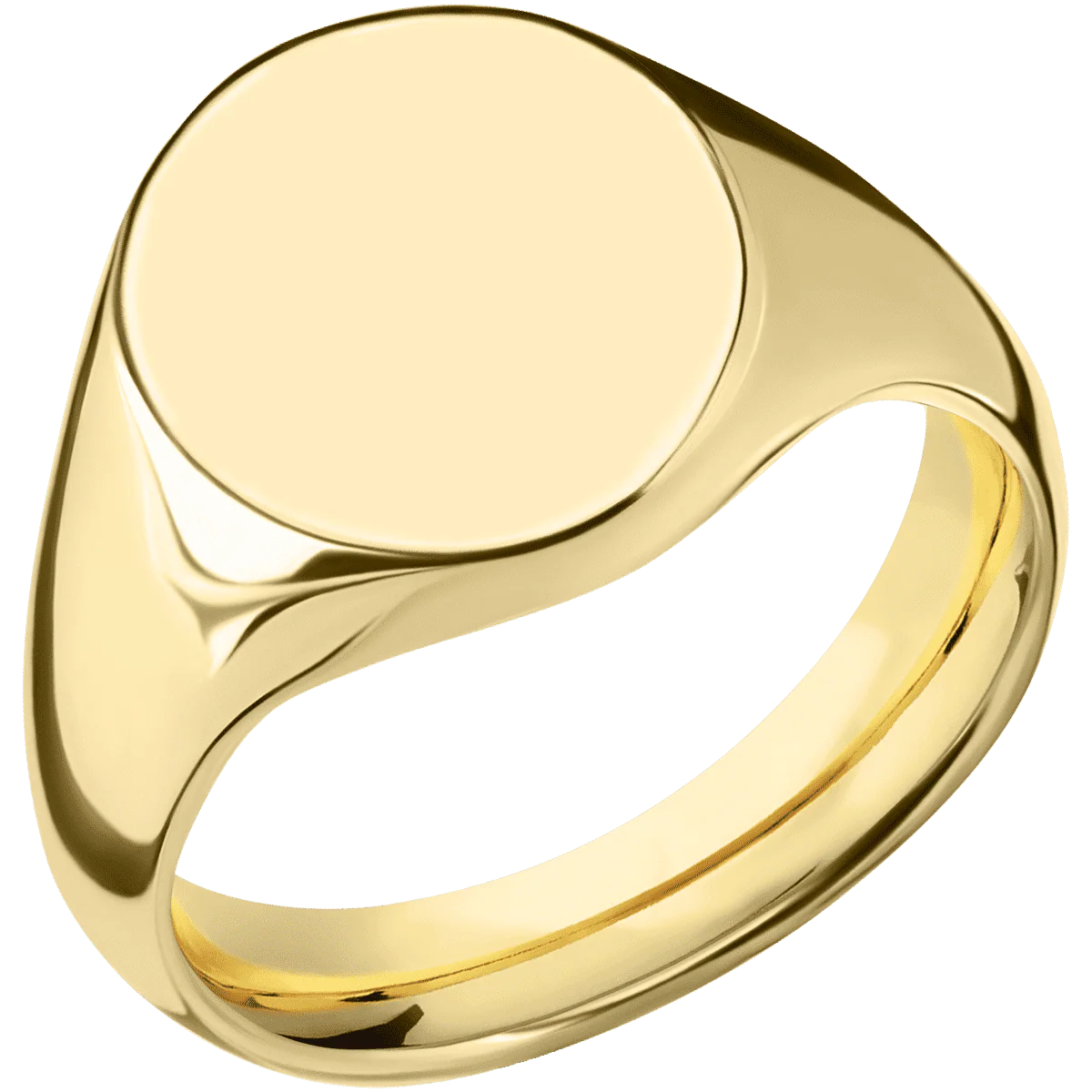 Medium Oval signet ring (16x13mm) in 18K Yellow Gold, with a Wide style band. - Image 2