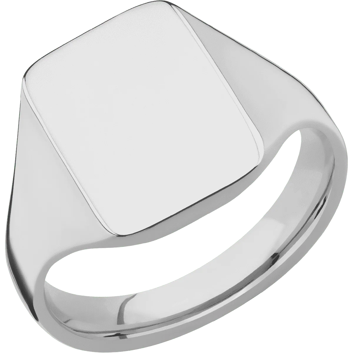 Medium Rectangle signet ring (16x11.5mm) in Titanium, with a Thin style band. - Image 2
