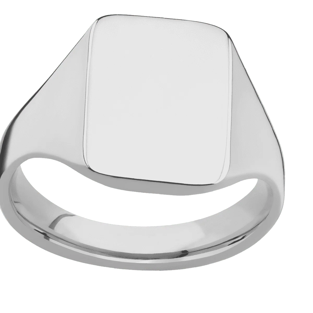 Medium Rectangle signet ring (16x11.5mm) in Titanium, with a Thin style band. - Image 3