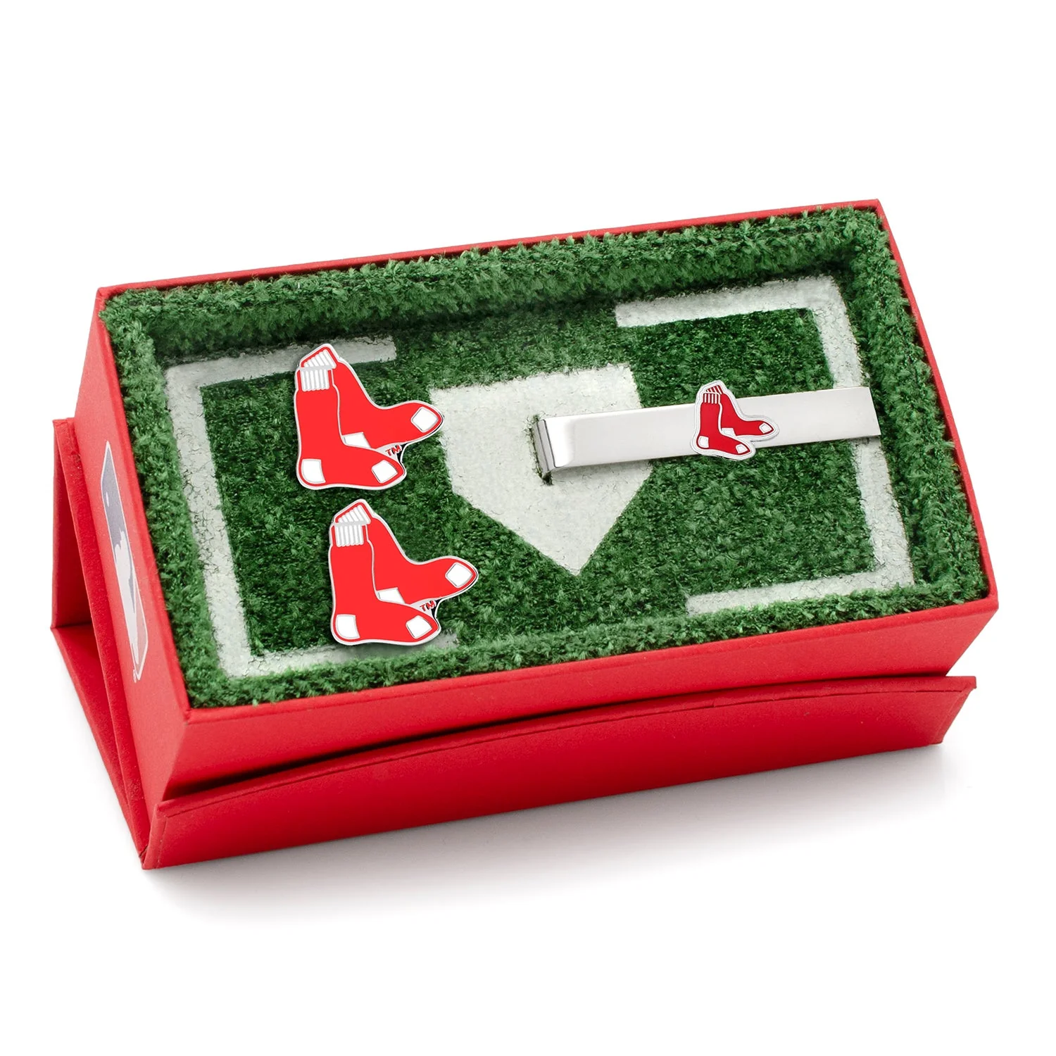 MLB Boston Red Sox Cufflinks and Tie Bar Gift Set - Image 2
