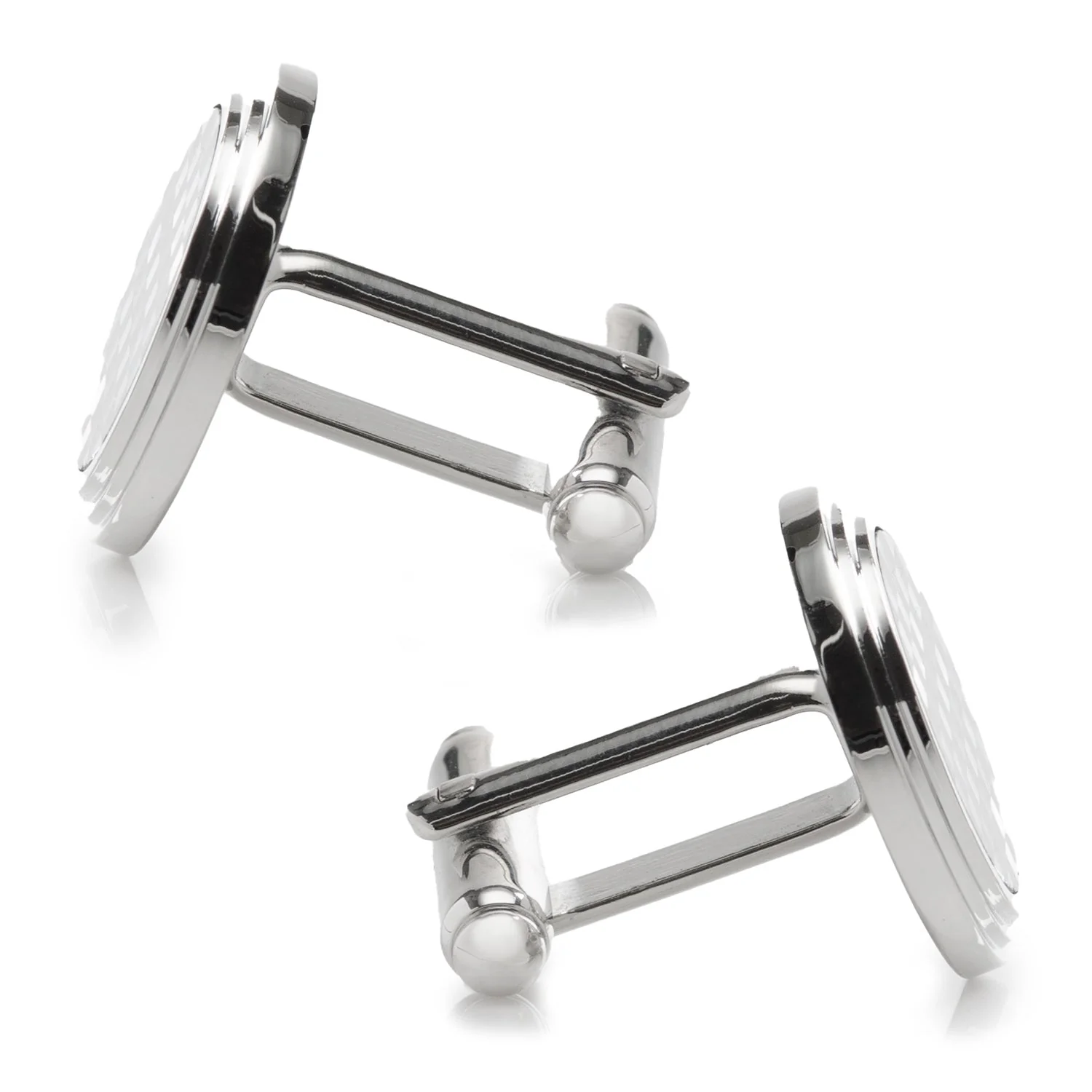 Onyx and Mother of Pearl Checker Step Cufflinks - Image 3