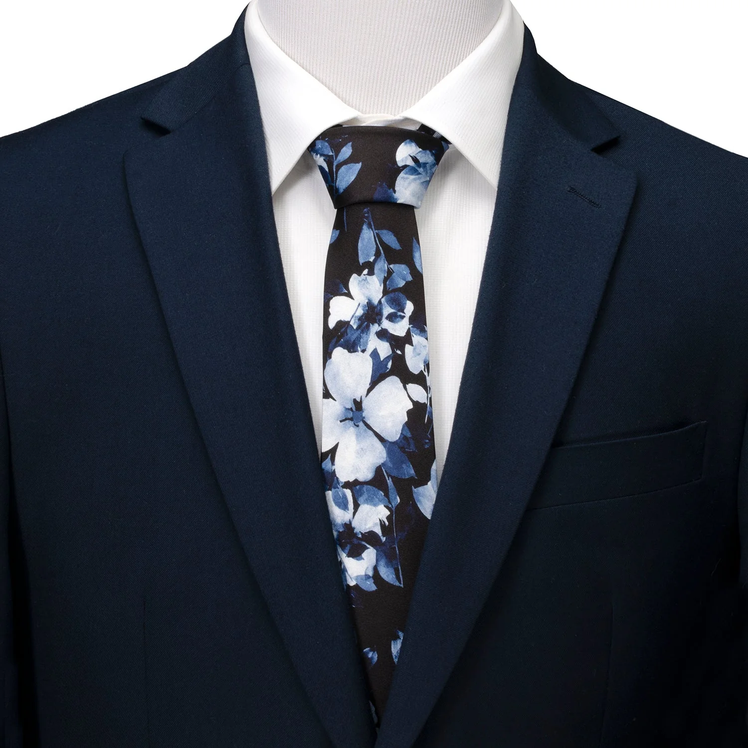 Painted Floral Black Silk Men's Tie - Image 2