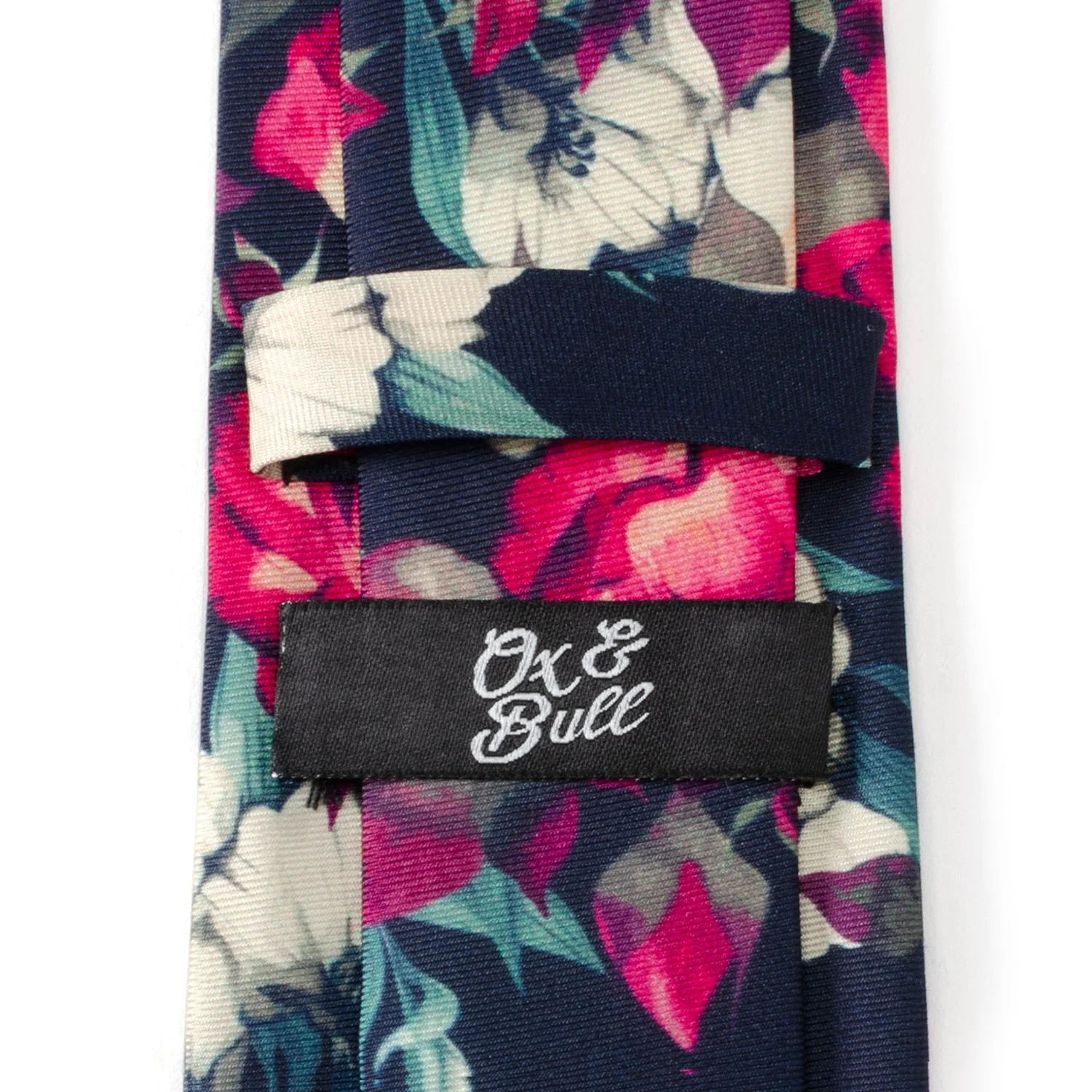 Painted Floral Navy Silk Men's Tie - Image 5