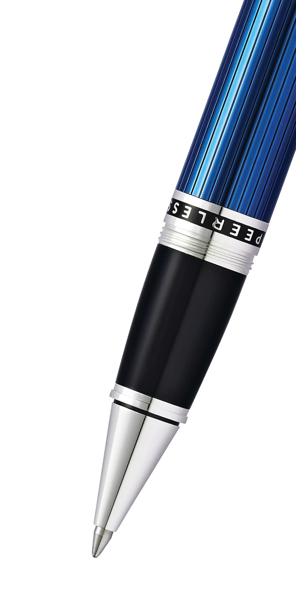 Peerless™ Translucent Quartz Blue Engraved Lacquer Platinum Plated Appointments Rollerball Pen - Image 2
