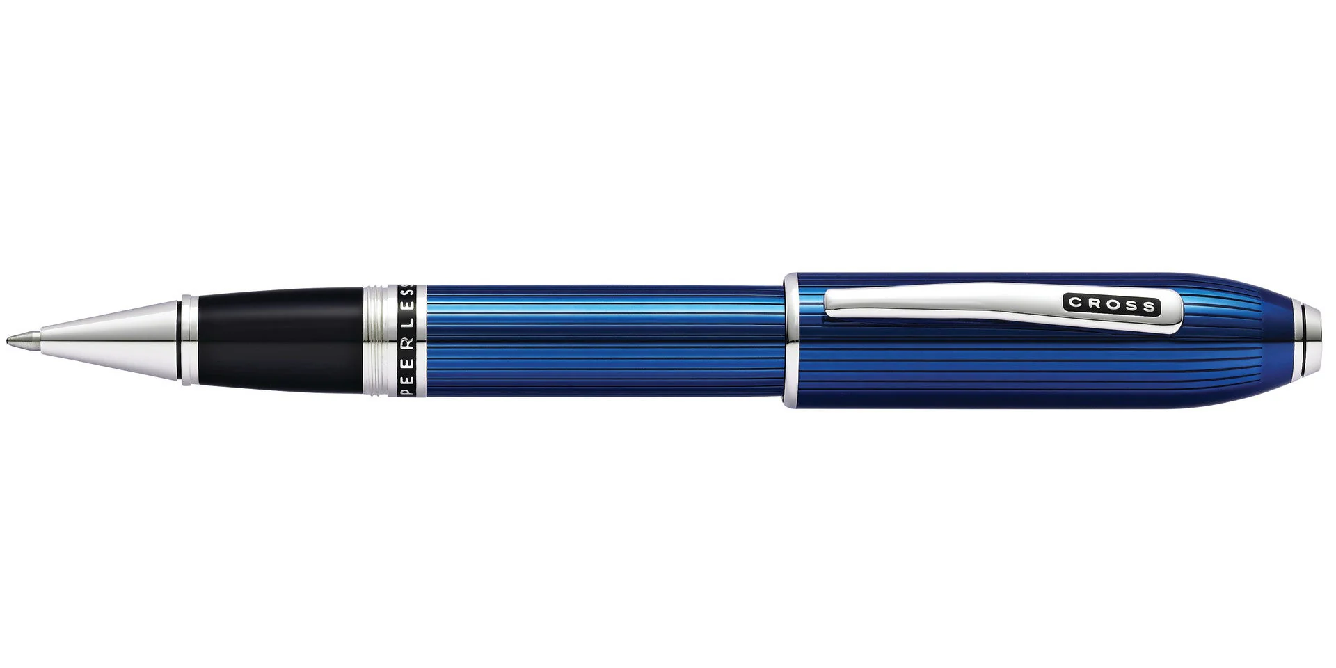 Peerless™ Translucent Quartz Blue Engraved Lacquer Platinum Plated Appointments Rollerball Pen - Image 3