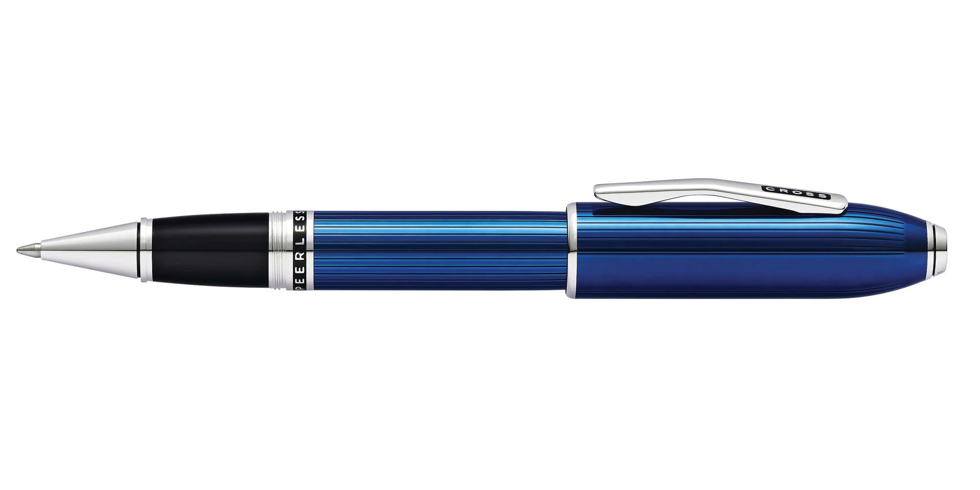 Peerless™ Translucent Quartz Blue Engraved Lacquer Platinum Plated Appointments Rollerball Pen - Image 4