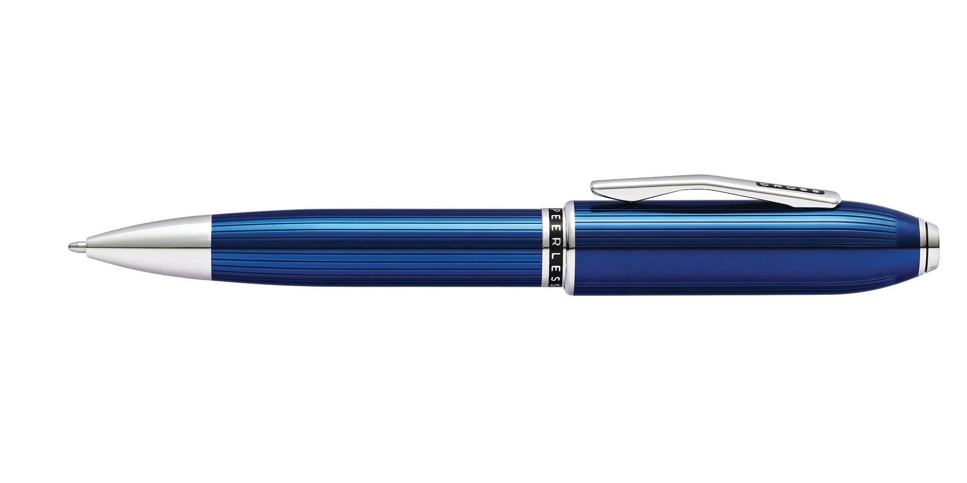 Peerless™ Translucent Quartz Blue Engraved Lacquer with Platinum Plated Appointments Ballpoint Pen - Image 4