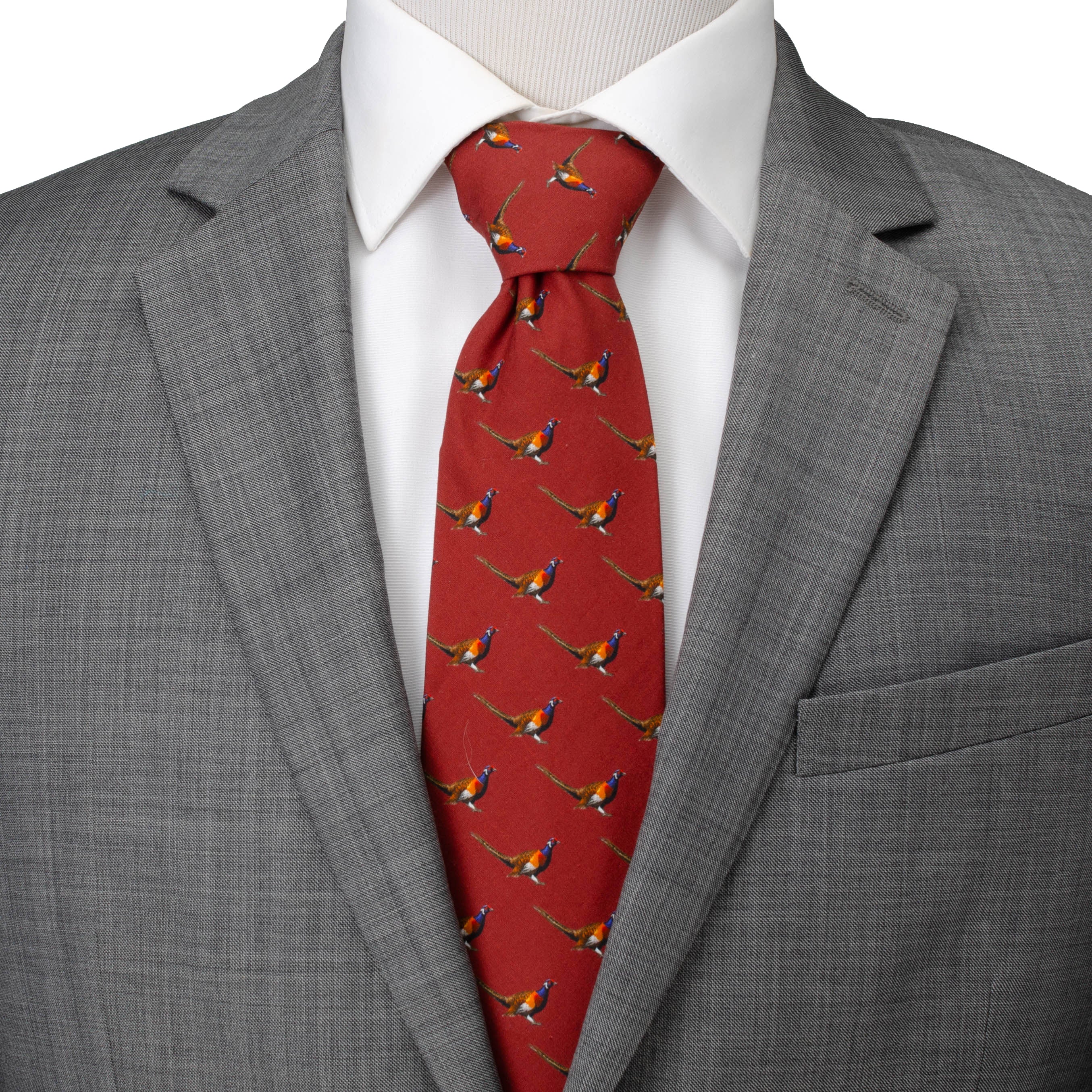 Pheasant Burgundy Men's Tie - Image 2