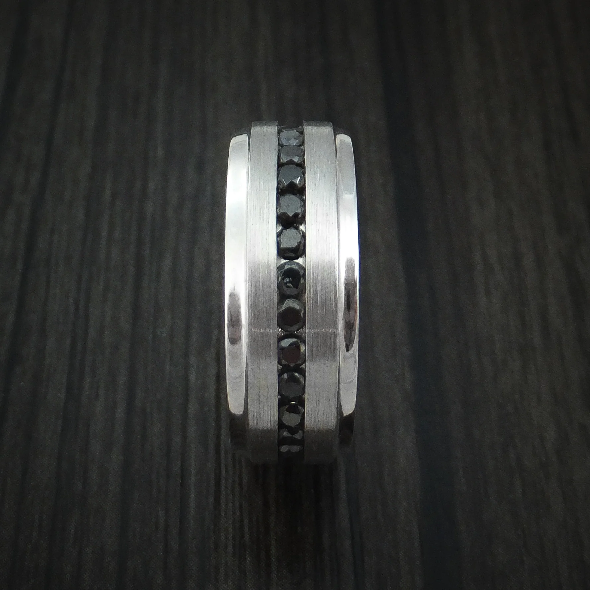 Platinum and Black Diamonds Eternity Men's Ring Custom Made Band - Image 3