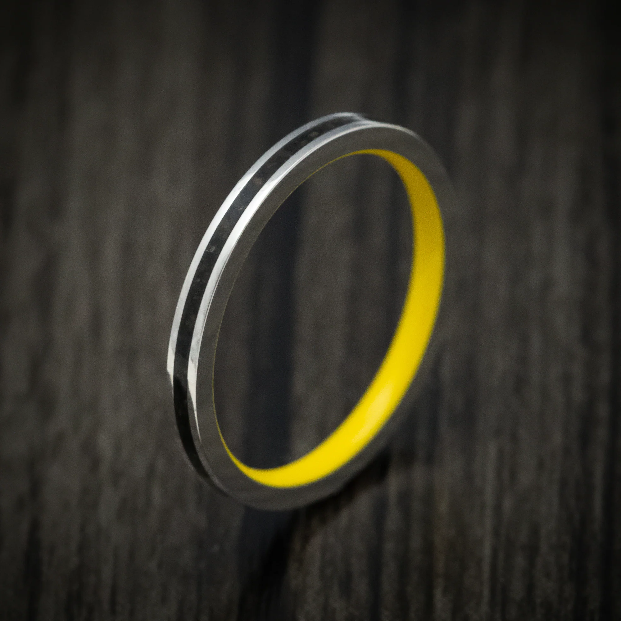 Platinum and Dinosaur Bone Men's Ring with Cerakote Sleeve Custom Made Band - Image 4