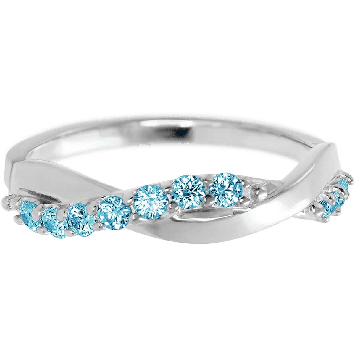 Platinum band with 9 Round Lab Blue Diamond having TCW-.27 - Image 2