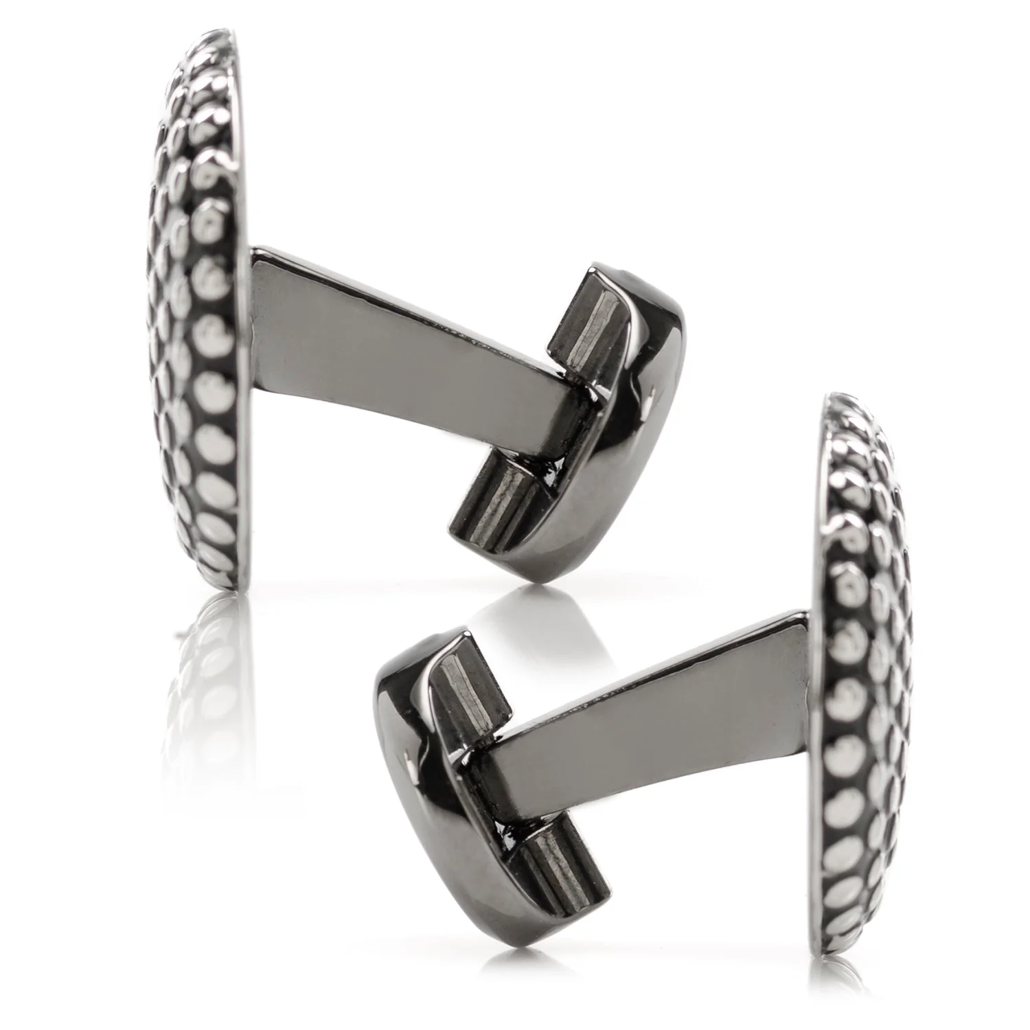 Silver Circle Dot Texture Cufflinks - Image 4