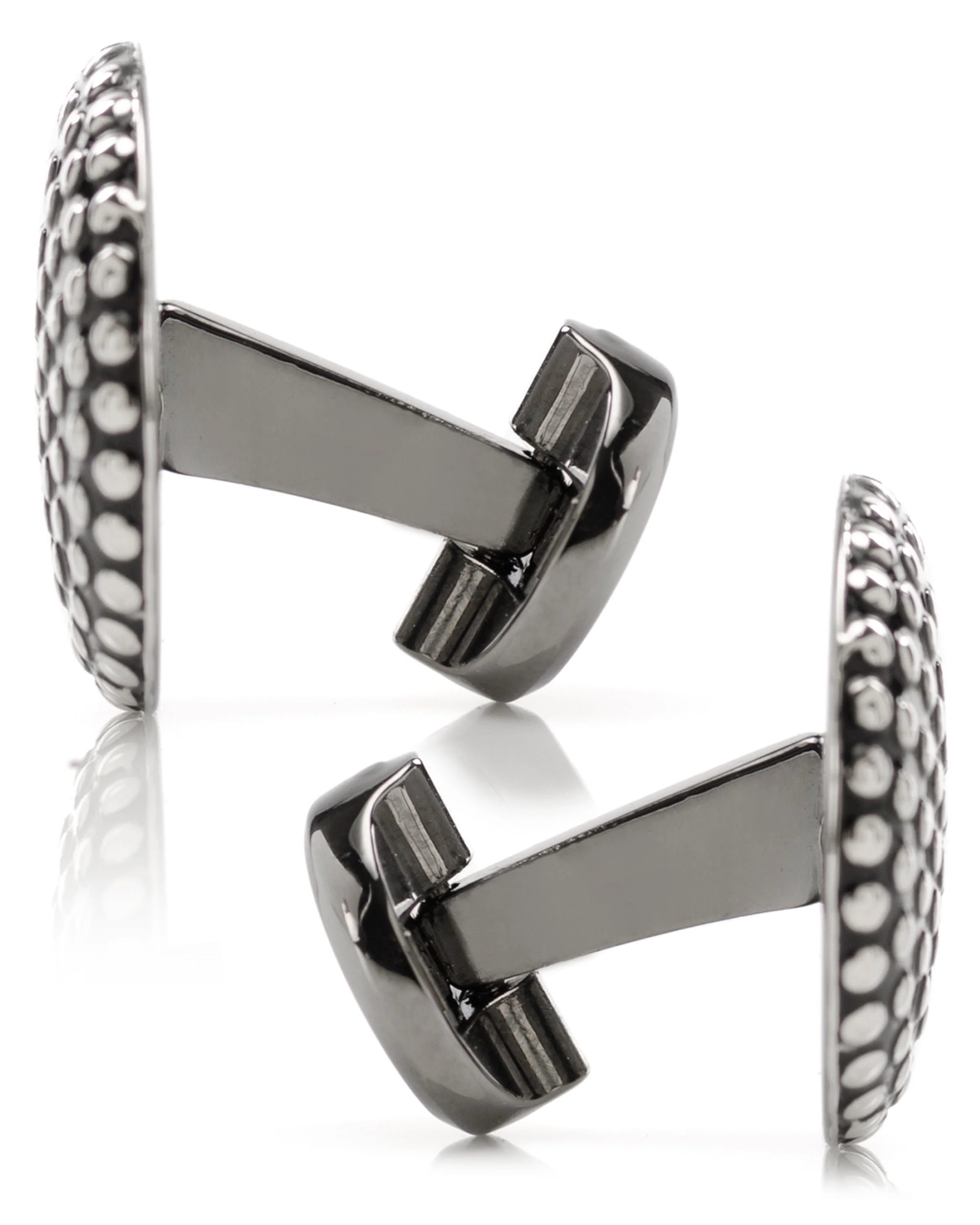 Silver Circle Dot Texture Cufflinks - Image 6