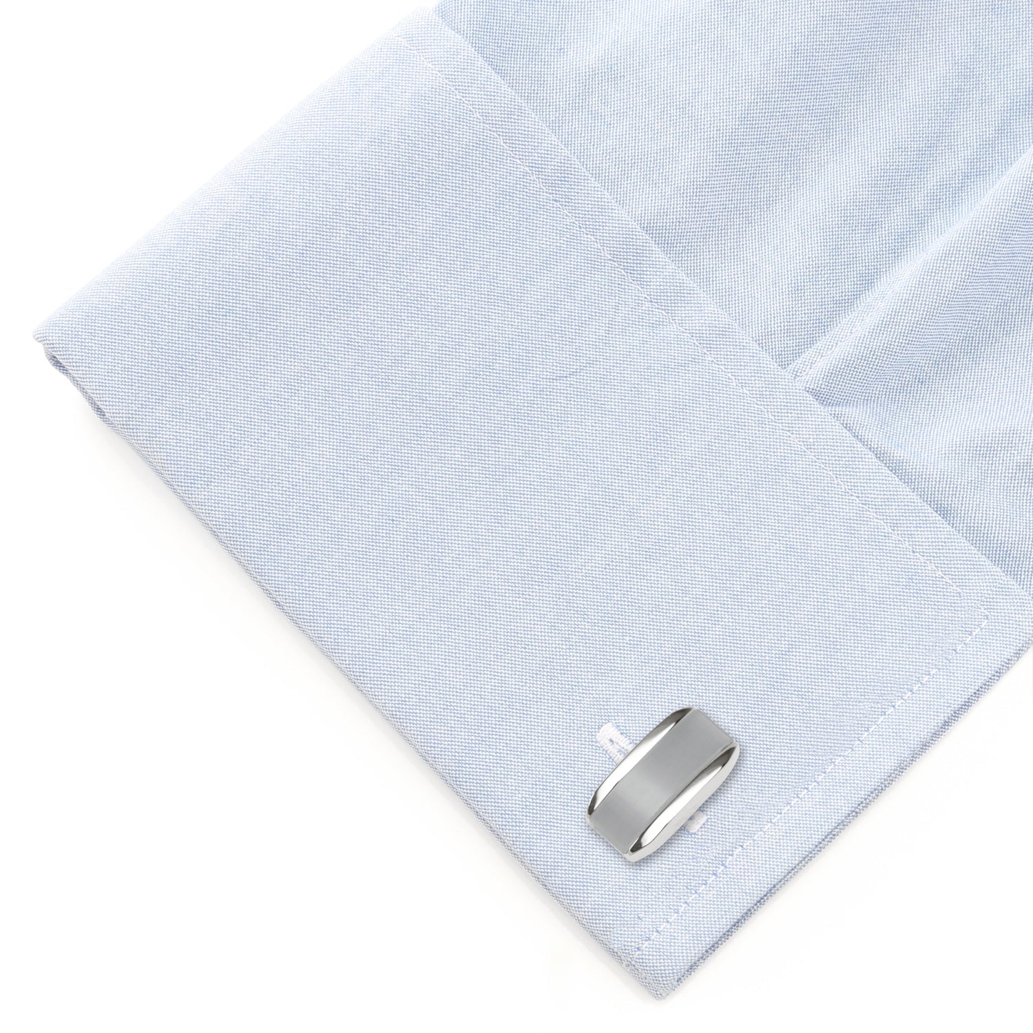 Silver Rectangular Cufflink with Gray Cats Eye - Image 3