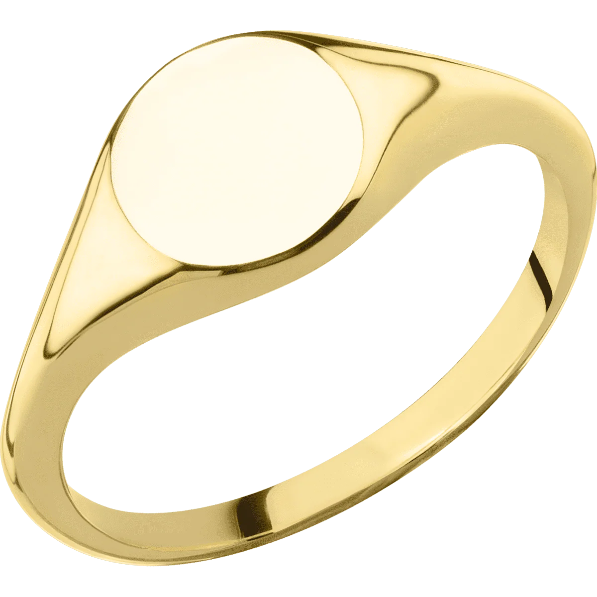 Small Circle signet ring (10mm) in 10K Yellow Gold, with a Thin style band. - Image 2